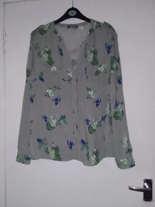 Ladies Pretty Long Sleeved Green Blouse Size 14 By Oasis - Picture 1 of 3