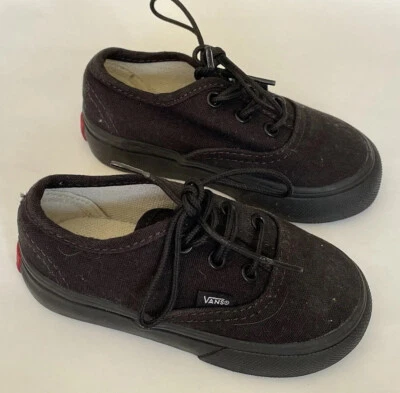 VANS Clásico Negro Lona Zapatos Tenis Niños Niñas Niños Pequeños Bebé 4 1/2 4.5 Foto 1 de 4