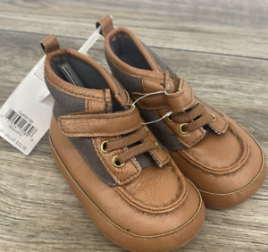 Carters Boys Brown and Grey Slip On Casual Sneakers Size 9-12m New