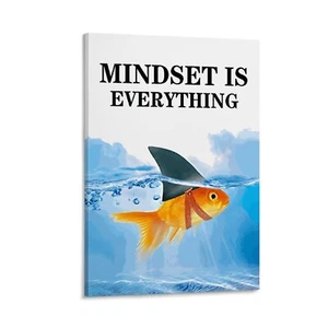 Goldfish Shark Motivational Quote Canvas Poster Living Room Decor Bedroom Decor - Picture 1 of 13