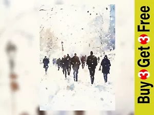 Winter Scene Silhouettes 5"x7" Print on Matte Paper | Watercolor Art - Picture 1 of 7
