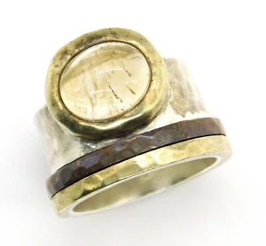 Anillo Silpada Plata de Ley 925 Metálico Tres Tonos Ovalado Citrino R33648 - Imagen 1 de 11