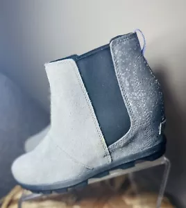 * Sorel Joan Of Arctic Kinder Gr. 5 /37 Wedge II Chelsea Boot wasserdicht Wildleder grau - Bild 1 von 6