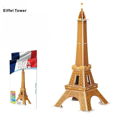 Word Famous Building Parigi Torre Eiffel puzzle 3D fai da te modello set 20 pezzi - Immagine 1 di 2