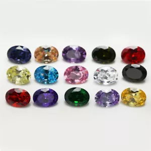 1PCS Per Colors Total 15pcs Size 3x5~10x12mm Oval Shape Loose Cubic Zirconia - Picture 1 of 6