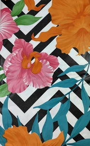  Manteles de vinilo con respaldo de franela floral vívido divertido de verano Asst. Tallas multicolor - Imagen 1 de 4