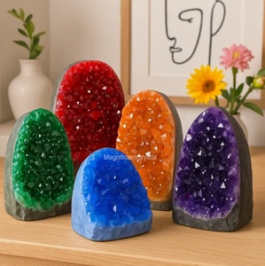 5PCS/Set Multicolor Geode Quartz Cluster Crystal Healing Reiki Gift Home Decor - Picture 1 of 5