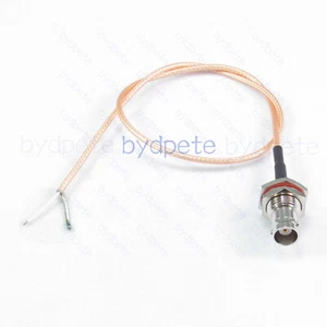 BNC female bulkhead D-cut Waterproof RG316 cable tinned leads braid 50ohms 40cm - Picture 1 of 6