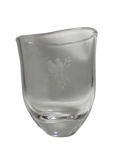 Orrefors Nils Landberg Love Birds vaso cristallo svedese firmato 4,5" - Foto 1 di 7