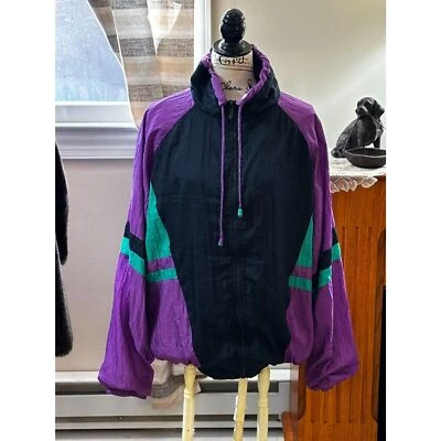 80's/90's Penguin Sport Windbraker Purple/Multi Size 1XL - Image 1 of 4