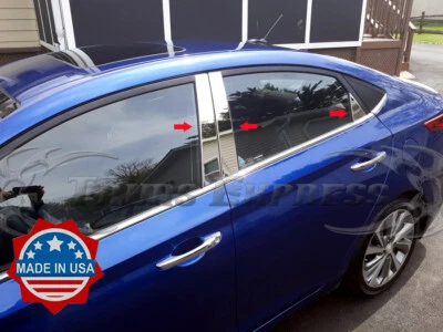 fit:2018-2021 Hyundai Accent Sedan 6Pc Chrome Pillar Post Trim Stainless Cover - Image 1 of 4