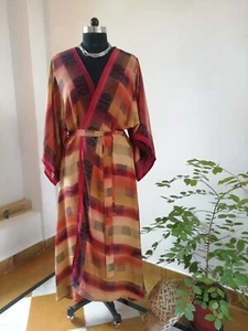 Fairtrade braun Kimono Ankleid Robe indischer Hippie Einheitsgröße - Bild 1 von 11