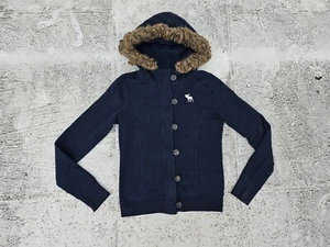 Abercrombie Kid Girl Hoodie Jacket Zip Up Long Sleeve Navy Blue Coat Size XL kid - Picture 1 of 11