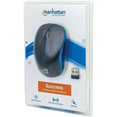 Manhattan Success Wireless Mouse, Black/Green, 1000dpi, 2.4Ghz (up to 10m), USB, - Image 1 of 4