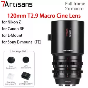 Lente de cine 7artisans 120 mm T2.9 macro 2X para Sony E Nikon Z Canon montaje RF L - Imagen 1 de 11
