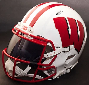 *CUSTOM* WISCONSIN BADGERS NCAA Riddell SPEED Full Size Replica Football Helmet - Picture 1 of 5