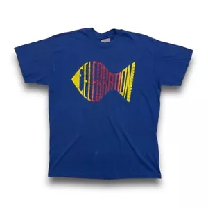 Vintage 80er 90er Stedman Feier religiöse Fisch Grafik T-Shirt Erwachsene XL blau - Bild 1 von 4