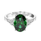 925 Sterling Silver Stylish Ring With Green Stone & Adjustable Size For Womens