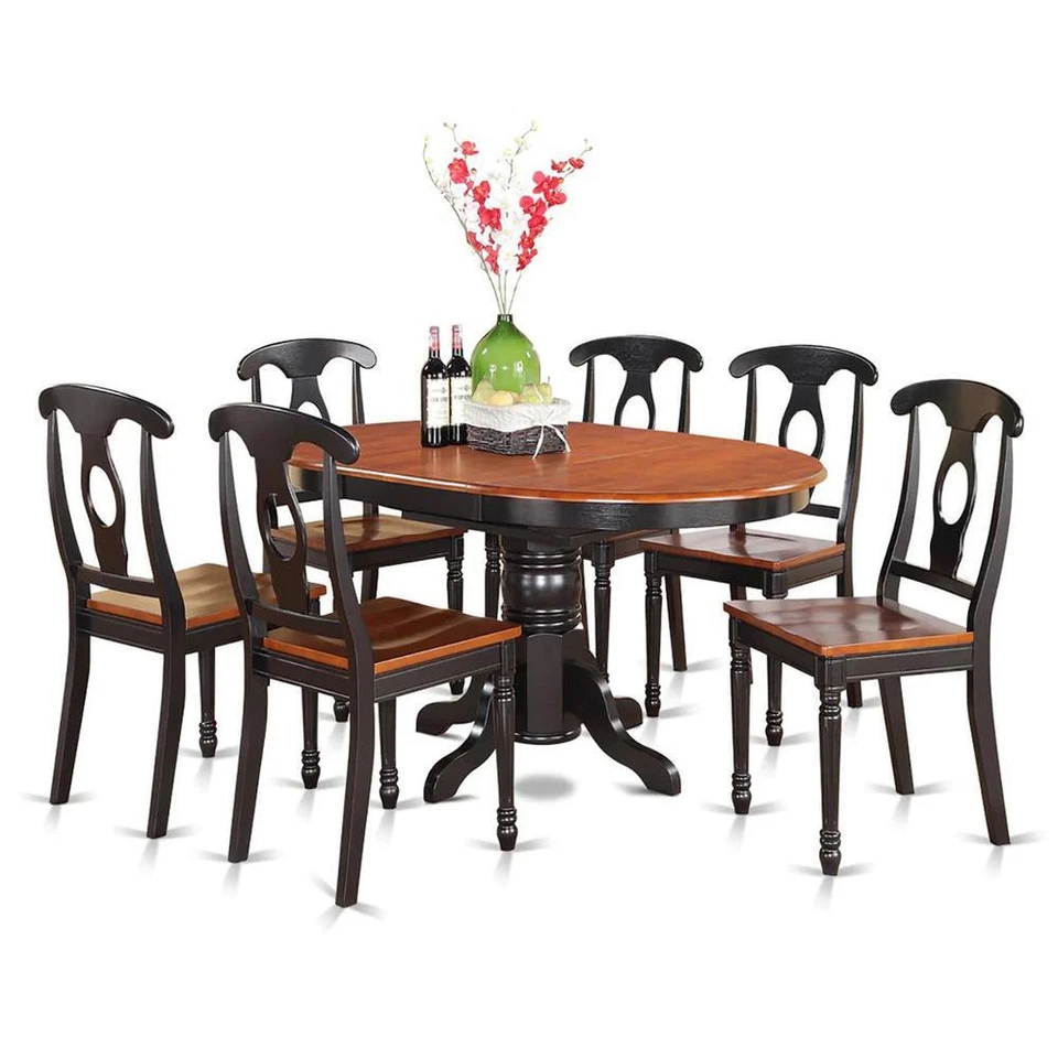 EAST WEST FURNITURE 7 Pc Dining room set-Oval 7-Pieces Kenl7-blk-w