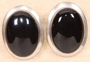 Mary-Rita Padilla Navajo Ohrstecker Sterlingsilber und Onyx X284A - Bild 1 von 3