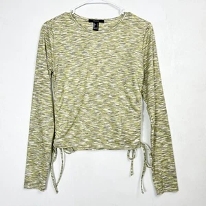 Forever 21 Cropped Shirt Langarm gerafft seitlich gebunden tailliert gerippt Damen L - Bild 1 von 17
