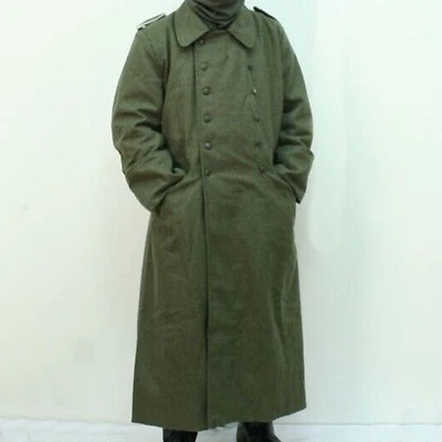 Greatcoat Reproduction German Overcoat Men Double Breasted Green Wool Long Coat - Image 1 of 4
