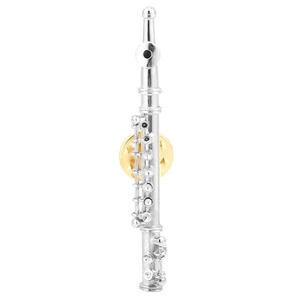 (Silber) Mini Flöte geformt Musikinstrument Brosche Anstecknadel Zubehör als Geschenk - Bild 1 von 17