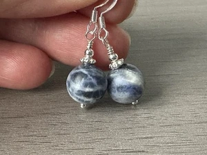 Blue Denim Sodalite Earring 925 Sterling Silver Earrings Dangle Earrings Gift - Picture 1 of 10