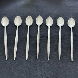 8 Coventry Bouquet Iced TEA SPOON Stainless Japan MCM Flatware 8” Silverware - Picture 1 of 8