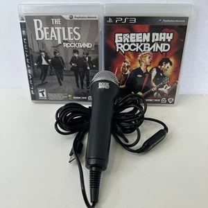 PS3 Rock Band Microfono USB Nero Xbox 360 Beatles Gioco Green Day Gioco CIB - Foto 1 di 8