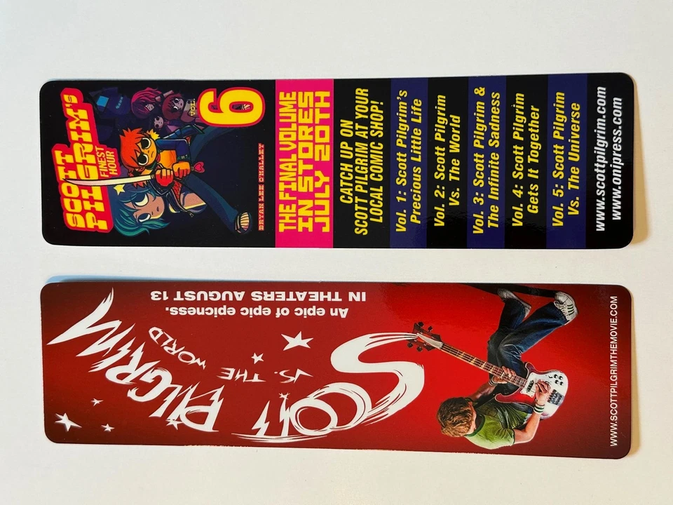Raro 2010 Scott Pilgrim VS El Mundo Película y Novela Gráfica Marcador Lote de 2 Casi Nuevo Foto 1 de 1