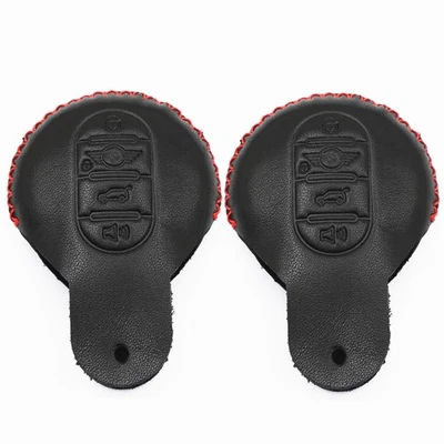 2 piezas de cuero negro para Mini Cooper Clubman F55 F56 F57 4 botones llavero cubierta Foto 1 de 4