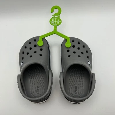 Nuevo sin etiquetas Zuecos Crocs Niños Croband Talla C5 Gris con Rayas Azul Marino Zapatos Cómodos Foto 1 de 4