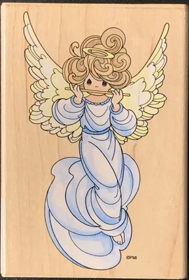 Stampendous Precious Moments Flute Angel Rubber Stamp - Image 1 of 4
