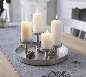 Kerzenhalter Kerzentablett Adventskranz aus Aluminium Ø 32cm Tisch Kerzen Halter - Bild 1 von 4