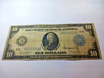 1913 $10 Dollar Federal Reserve Note New York SN3352951B - Image 1 of 2