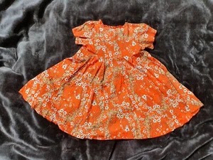 Womens Red/Orange Floral Cotton Dress New York Laundry Hippy 60s 70s UK 10 RETRO - Picture 1 of 7