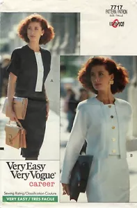 Top Vogue 7717 CAREER SEPARATES con inserción, falda recta con ventilación trasera talla 6-8 CORTE - Imagen 1 de 5