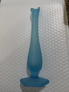 Westmoreland Light Blue Satin Glass Footed Swung Bud Vase 9" - Picture 1 of 11