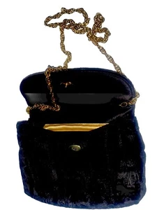 Nuevo de Lote Antiguo Cartera Crown Lewis Años 60 Bolso de Noche Triturado Terciopelo Negro Cadena Satinada - Imagen 1 de 24