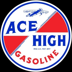 ACE High Gasoline - Airplane Theme NEW Sign - 40" Dia. Round USA STEEL XXL Size - Picture 1 of 1