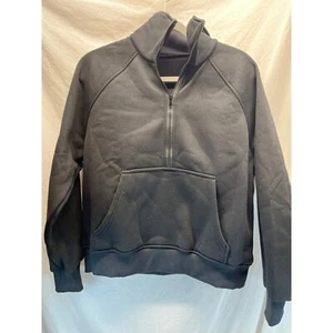 SHEIN Pullover Felpa Collo Imbuto Mezza Zip Nero Comodo Casual Taglia S - Foto 1 di 6