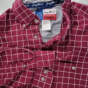 Camicia Wrangler George Strait uomo XL taglio cowboy rosso bianco finestra check bottoni - Foto 1 di 9