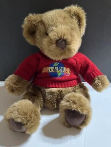 Universal Studios Teddy Bear Plush 12" Sitting 2000 Red Sweater Stuffed Brown - Picture 1 of 9