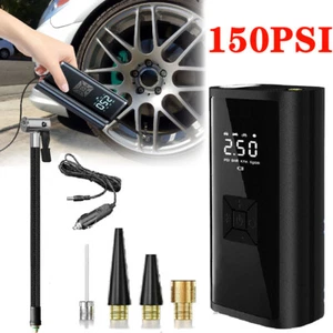 150 PSI Air Compressor Tire Inflator Fits Car Moto Bike Tires Air Pump Cordless - Picture 1 of 12
