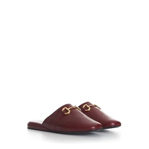 GUCCI 695$ Men's Vintage Red Leather Slippers - Horsebit Application - Picture 1 of 11