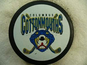 CHL Columbus Cottonmouths Vintage Anuncio Reverso Equipo Logotipo Disco de Hockey Disco Coleccionar Discos - Imagen 1 de 2