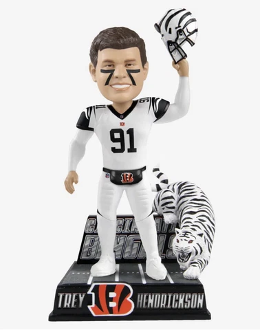 Trey Hendrickson Cincinnati Bengals White Tiger Bobblehead #4/144 FOCO Ltd Ed Cover