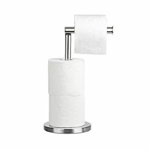 3 PAPER ROLL S/STEEL FREE STANDING 2 IN 1 BATHROOM TOILET ROLL HOLDER DISPENSER. - Picture 1 of 3