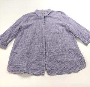 Camisa Chico's 3 100% Algodón Botón Manga Larga Rayas Púrpura Ligera - Imagen 1 de 11